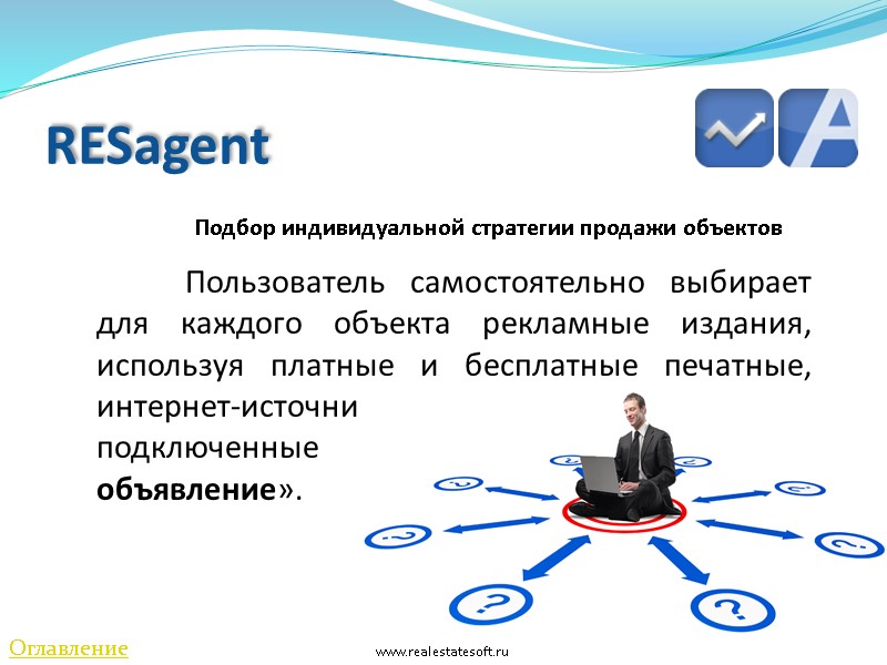 RESagent   Подбор индивидуальной стратегии продажи объектов  Пользователь самостоятельно выбирает для каждого